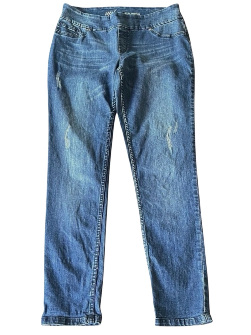 Up! Distressed to Impress Pull On Slimming Slim Leg Distressed Jeans (14)